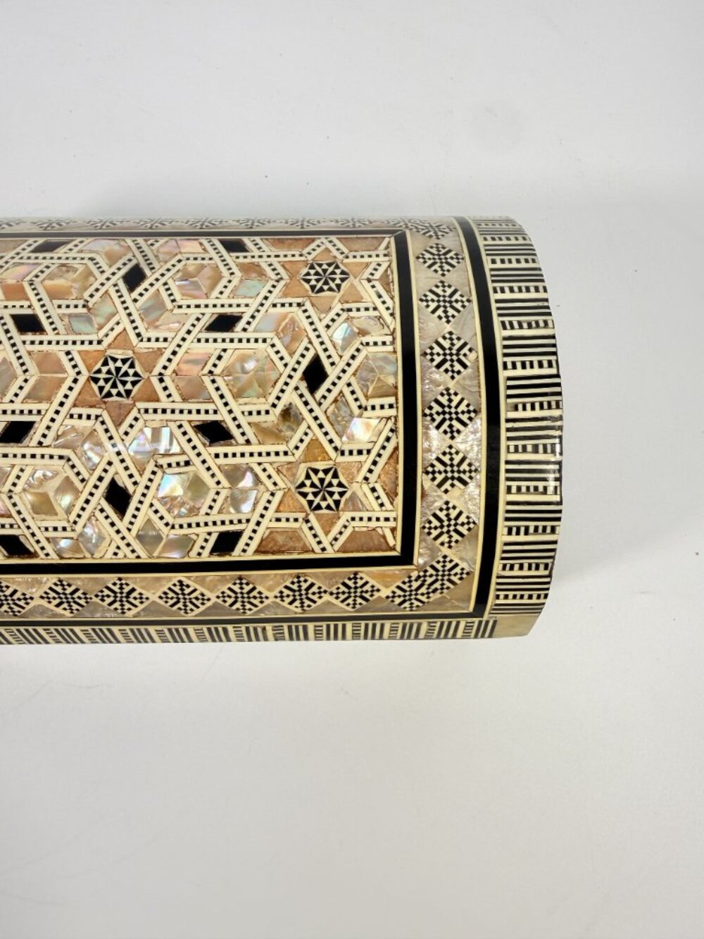 Jewelry Trinket Storage Box Inlay Mother of Pearl Bone Vintage Egyptian Red Velv - Picture 6 of 16